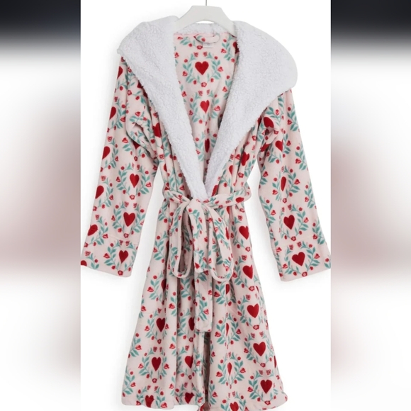 Vera Bradley Plush Cozy Life Hooded Robe Imperial Hearts Pink NWT Sz L-XL - Picture 3 of 13